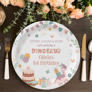 Cute Dino Roar Birthday Party Plates