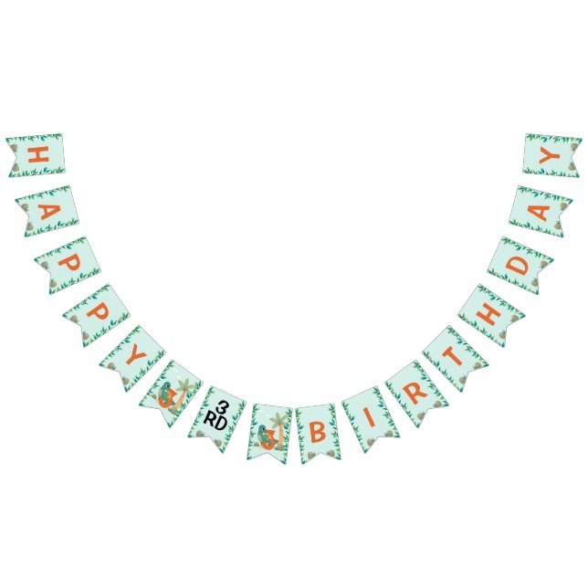 Cute Dino Themed Kid's Birthday Party Bunting (All)