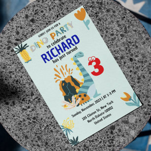 Cute Dino Themed Kid's Birthday Party Invitation