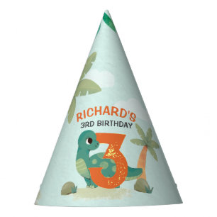 Cute Dino Themed Kid's Birthday Party Party Hat