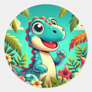 🦖 Cute Dino Tropical Sticker Kids Gift Fun Art