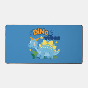 Cute Dino Vibes Blue Stegosaurus Desk Mat