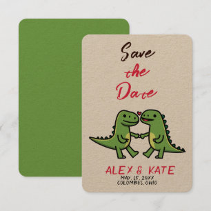 Cute Dino Wedding Save the Date Announcement
