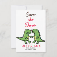 Cute Dino Wedding Save the Date Announcement