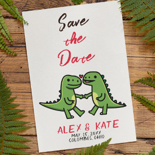 Cute Dino Wedding Save the Date Announcement