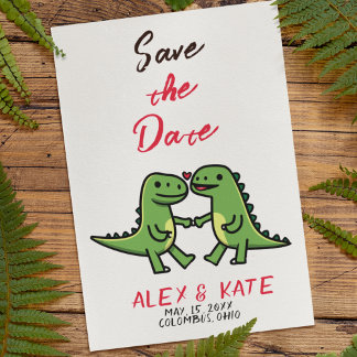 Cute Dino Wedding Save the Date Announcement