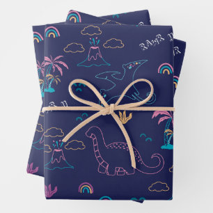Cute Dinos Pattern Wrapping Paper Sheet