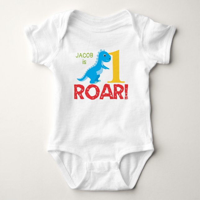 Cute Dinosaur 1st Birthday Bodysuit Colourful (Front)