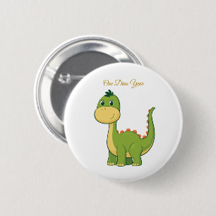 Cute Dinosaur 1st Birthday Party Button Pin