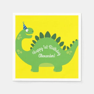 Cute Dinosaur 1st Birthday Party Napkins