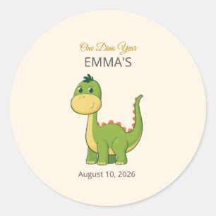 Cute Dinosaur 1st Birthday Party Square Stickers