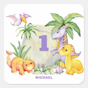 Cute Dinosaur 1st Birthday Sticker