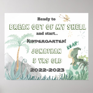 Cute Dinosaur 1st Day of School Photo Op Sign