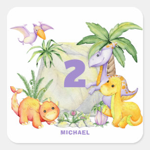 Cute Dinosaur 2nd Birthday Sticker