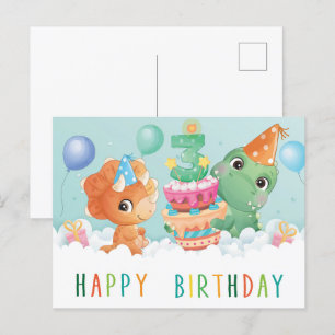 Cute dinosaur 3rd birthday card
