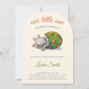 Cute Dinosaur About to Hatch Baby Shower Arch Invitation