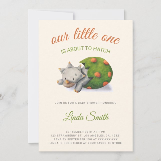 Cute Dinosaur About to Hatch Baby Shower Invitation (Front)