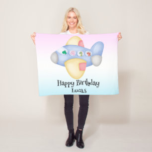 Cute dinosaur aeroplane Student kids Birthday part Fleece Blanket