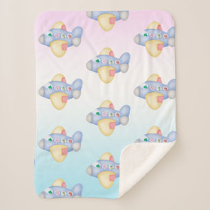 Cute dinosaur aeroplane Student kids Birthday part Sherpa Blanket
