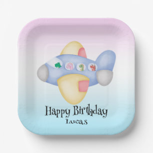 Cute dinosaur aircraft Student kids Birthday party Paper Plate