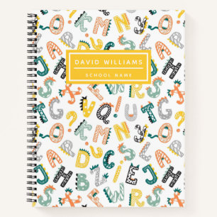 Cute Dinosaur Alphabet Pattern Kids School Notebook