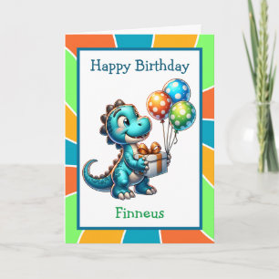 Cute Dinosaur and Colouring Page Birthday Card