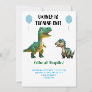 Cute Dinosaur Animal Birthday Party Invitation