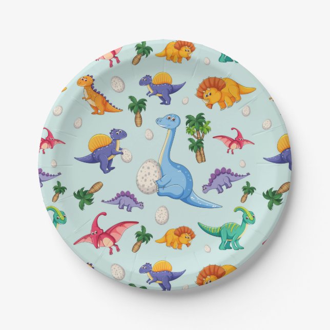 Cute Dinosaur Babies | Baby Paper Plate (Front)