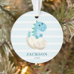 Cute Dinosaur Baby Boy Personalised Christmas Ornament