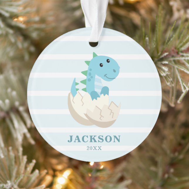 Cute Dinosaur Baby Boy Personalised Christmas Ornament (Tree)