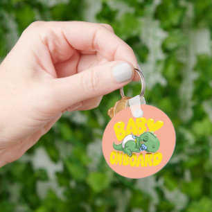 Cute Dinosaur Baby On Board Car Decal   Sleeping  Key Ring