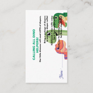 Cute Dinosaur Baby Request Diaper raffle Enclosure Card