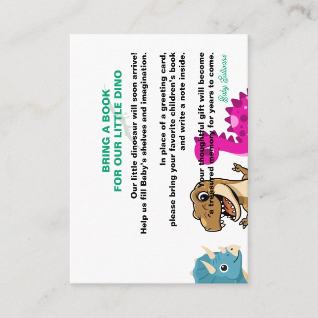 Cute Dinosaur Baby Request Enclosure Card  (Front)