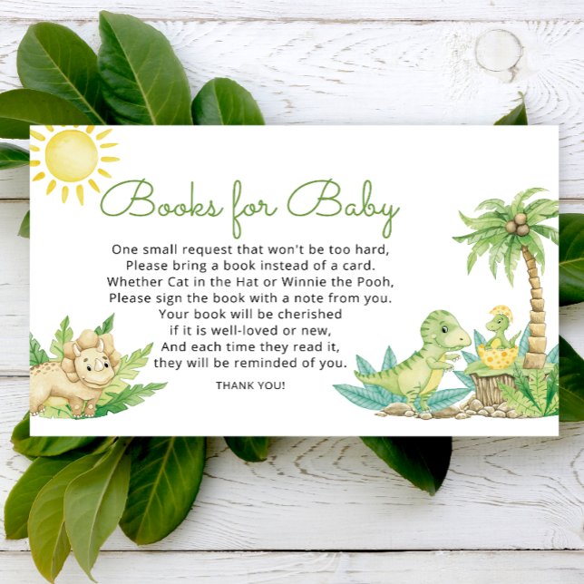 Cute Dinosaur Baby Shower Books for Baby Enclosure Card (Creator Uploaded)