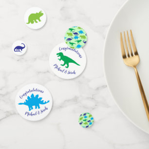 Cute Dinosaur Baby Shower Dino Blue and Green Boy Confetti