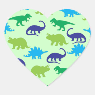 Cute Dinosaur Baby Shower Dino Blue and Green Boy Heart Sticker
