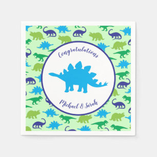 Cute Dinosaur Baby Shower Dino Blue and Green Boy Napkin