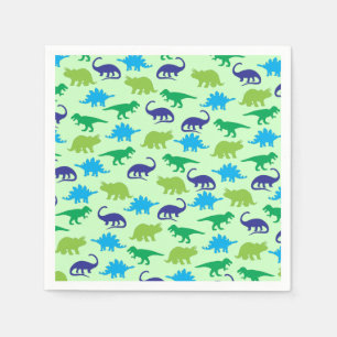 Cute Dinosaur Baby Shower Dino Blue and Green Boy Napkin