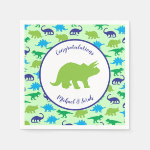 Cute Dinosaur Baby Shower Dino Blue and Green Boy Napkin