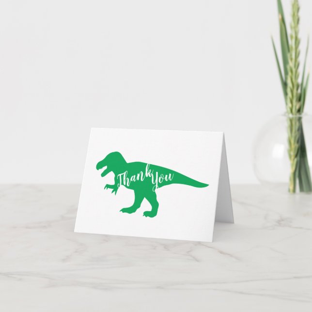 Cute Dinosaur Baby Shower Dino Blue and Green Boy Thank You Card (Front)