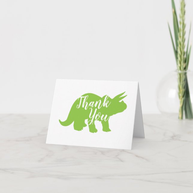 Cute Dinosaur Baby Shower Dino Blue and Green Boy Thank You Card (Front)