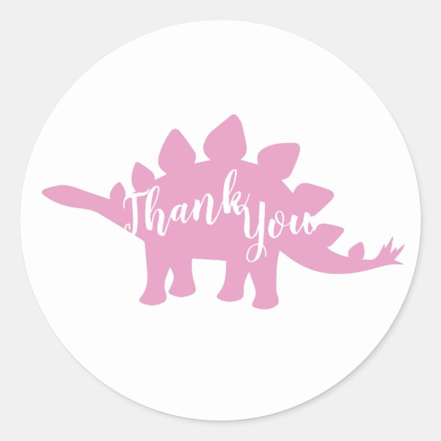 Cute Dinosaur Baby Shower Dino Pink Girl Classic Round Sticker (Front)