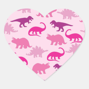 Cute Dinosaur Baby Shower Dino Pink Girl Heart Sticker