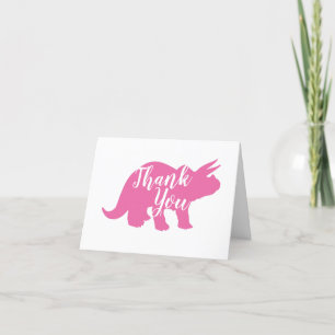 Cute Dinosaur Baby Shower Dino Pink Girl Thank You Card