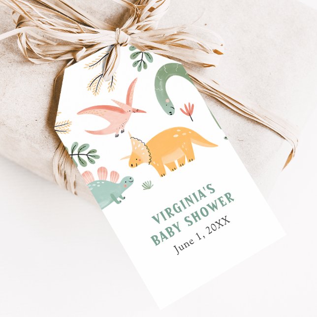Cute Dinosaur Baby Shower Gift Tag (Cute Dinosaur Baby Shower Gift Tag by Painted Paperie
)