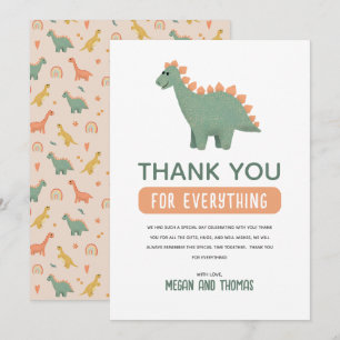 Cute Dinosaur Baby Shower Girls Thank You