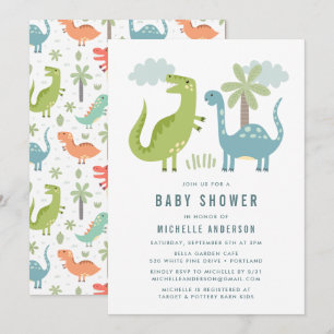 Cute Dinosaur Baby Shower Invitation