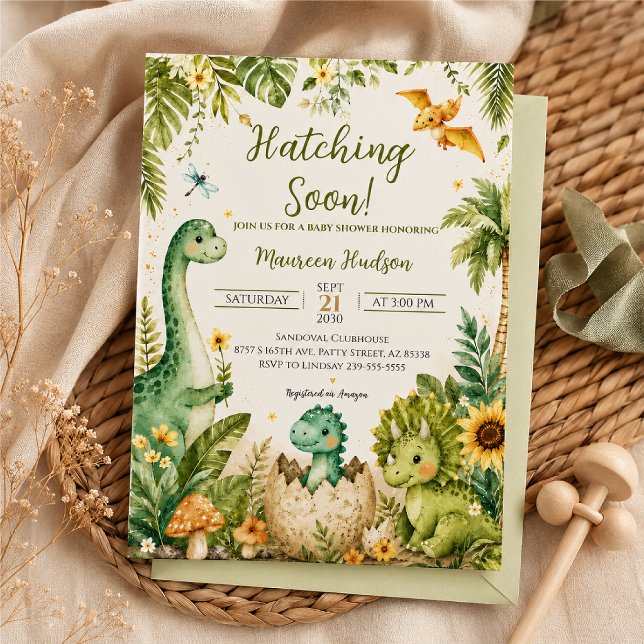 Cute Dinosaur Baby Shower Invitation (Creator Uploaded)