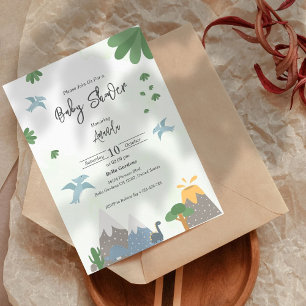 Cute Dinosaur Baby Shower Invitation