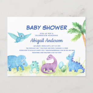 Cute Dinosaur Baby Shower Invitation Post Card